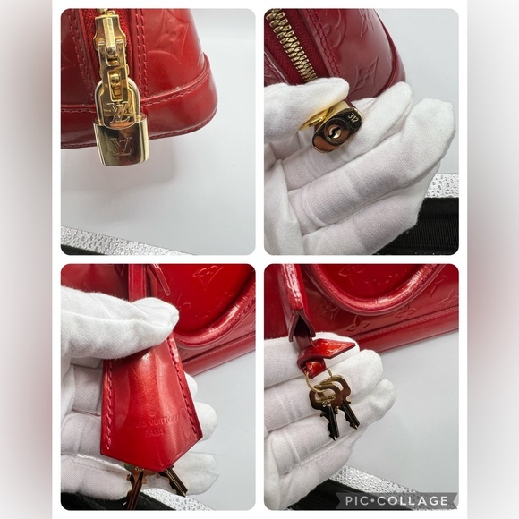 Louis Vuitton Alma bb vernis red double handle with lock & 2 keys - Picture 9 of 16